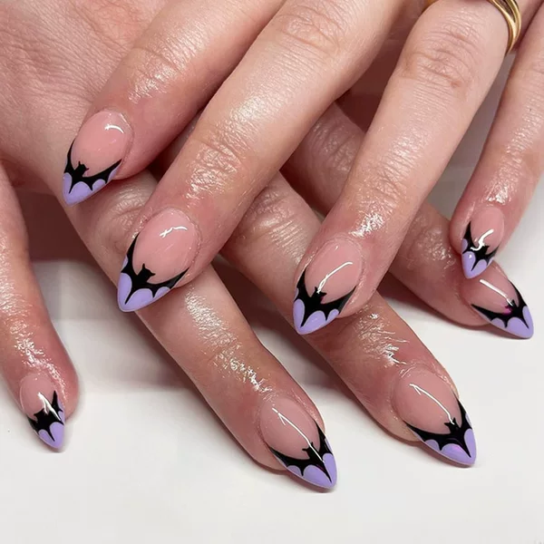 2024 Halloween Fake Nails, Detachable French-Style Nail Tips, European and American Nail Stickers, Brightening Effect