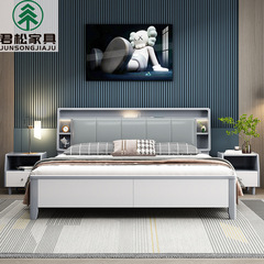 輕奢實木床儲物現代簡約1.8米雙人床充電主臥多功能置物床軟靠床