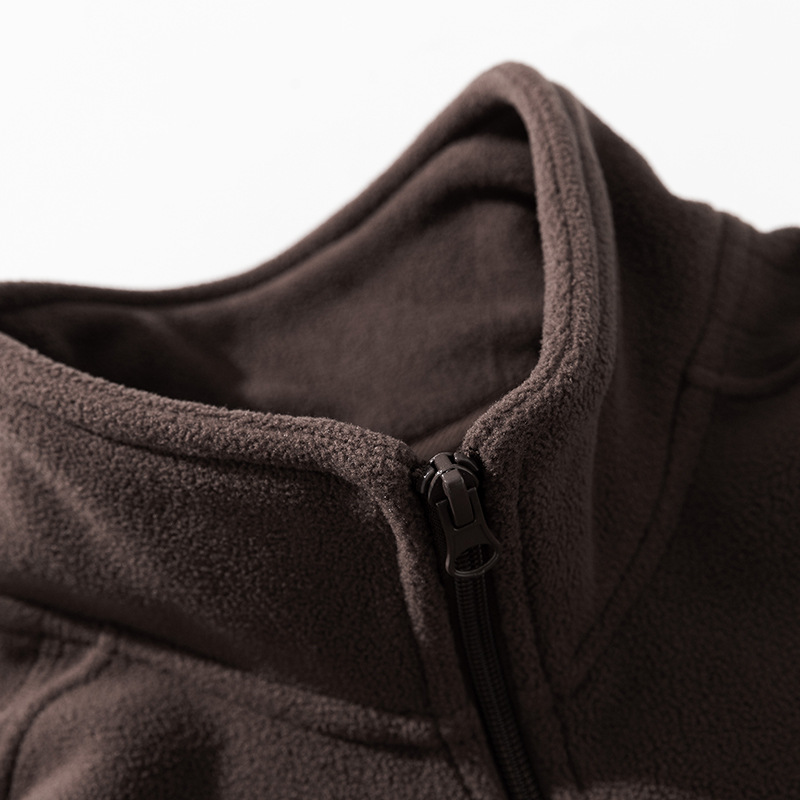 Monochrome Man- 430G Half-Zip Fleece Sweatshirt For Men, Spring Style, American Stand Collar Jacket, Trendy Loose Coat, Convertible_viptrois.com