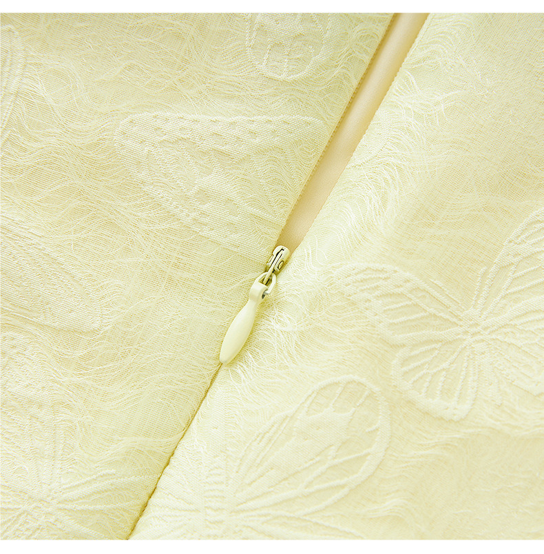 Váy maxi nữ thắt eo họa tiết bướm dập nổi jacquard — Màu hồng chi tiết 19