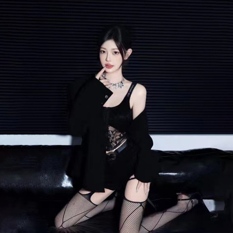 Sexy Suspender Mesh Socks Temptation Cross Open File No Take Off Integrated Erotic Mesh Socks Stockings