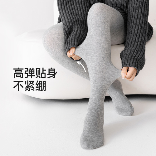 Free shipping women's dark gray vertical-striped thin-lengthened winter fleece-lined, thickened cotton pantyhose for fall and winter