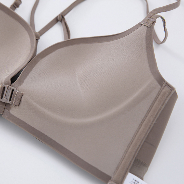 Hebilla frontal brillante diseño sin costuras sexy volver ropa interior cómodo inalámbrico pequeño pecho empuja hacia arriba el sujetador 2831