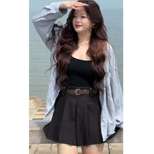 Slightly Fat mm Slimming Three-Piece Suit for Women Summer 2025 New Pear-Shaped Flesh-Covering Dopamine Suit