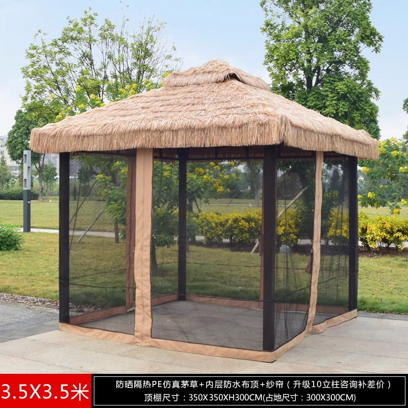 Pabellón al aire libre, techo galvanizado, pabellón de cuatro pilares, patio, jardín, techo, toldo de ocio, gran dosel de lluvia