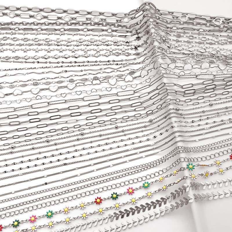 A Variety of Styles of Stainless Steel Chain Long Chains Collection DIY Handmade Jewelry Accessories Necklace Bracelet Extension Chain Materials A Variety of Styles of Stainless Steel Chain Long Chains Collection DIY Handmade Jewelry Accessories Necklace Bracelet Extension Chain Materials