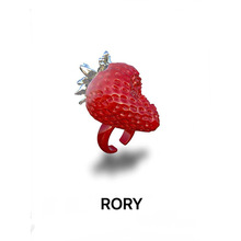 RORY原创时尚小众气质高级一口草莓环保树脂甜酷氛围感戒指