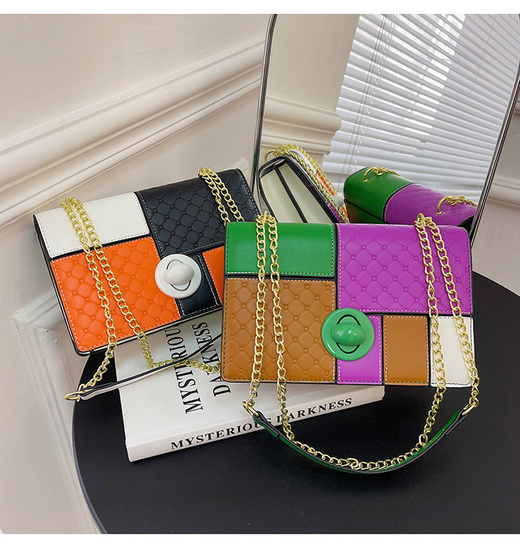 Piccola borsa a tracolla quadrata con catena borsa elegante_voghion.com