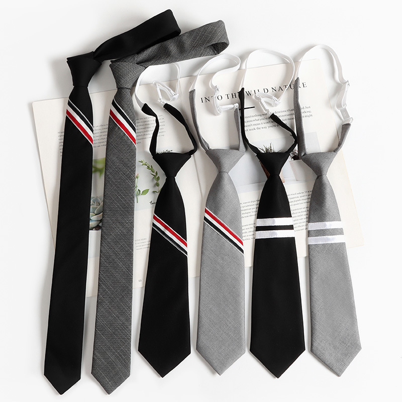 Factory direct tb gray black tie Korean version of free tie for men and women couples JK striped webbing tie women's college style Factory direct tb gray black tie Korean version of free tie for men and women couples JK striped webbing tie women's college style