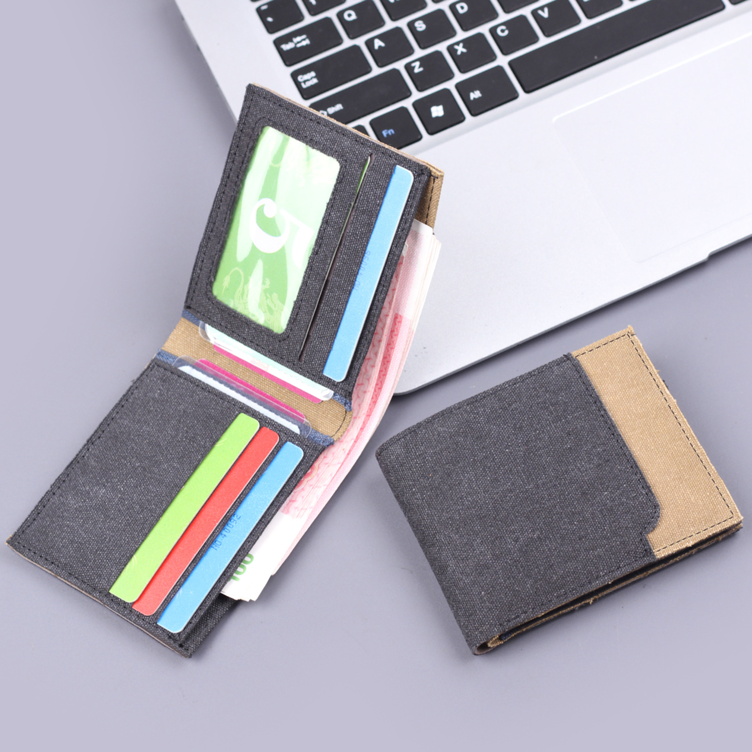 Cartera de hombre, cartera de lona corta, cartera de tarjeta de hombre, cartera de hombre, nueva cartera de hombre transfronteriza