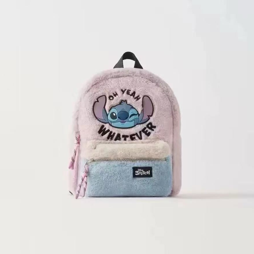 Cross-Border New Backpack, Kindergarten School Bag, Children's Bag, Co-Branded Stitch Plush Backpack