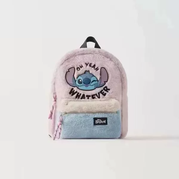 Cross-Border New Backpack, Kindergarten School Bag, Children's Bag, Co-Branded Stitch Plush Backpack