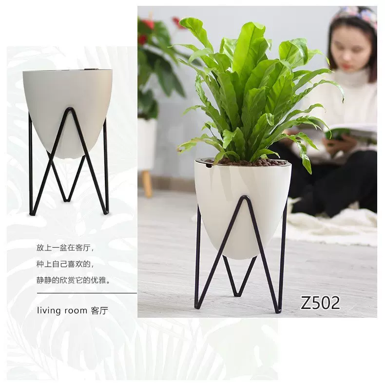 创意懒人铁艺花盆北欧风自动报警大号花盆