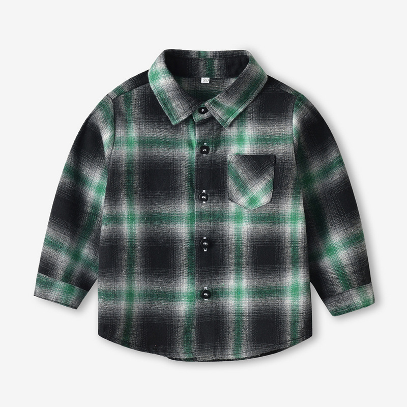 Comercio exterior ropa infantil de otoño coreana para hombres y mujeres bebés camisas de moda a cuadros para niños chaquetas de algodón multicolor niños