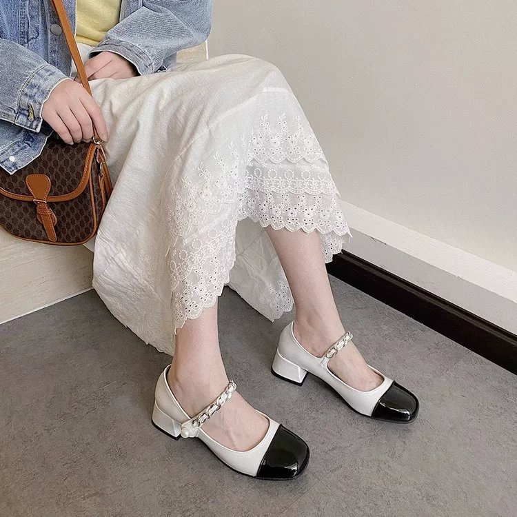 Обувь, летняя обувь высокий каблук из жемчуга для кожаной обуви, стиль Chanel