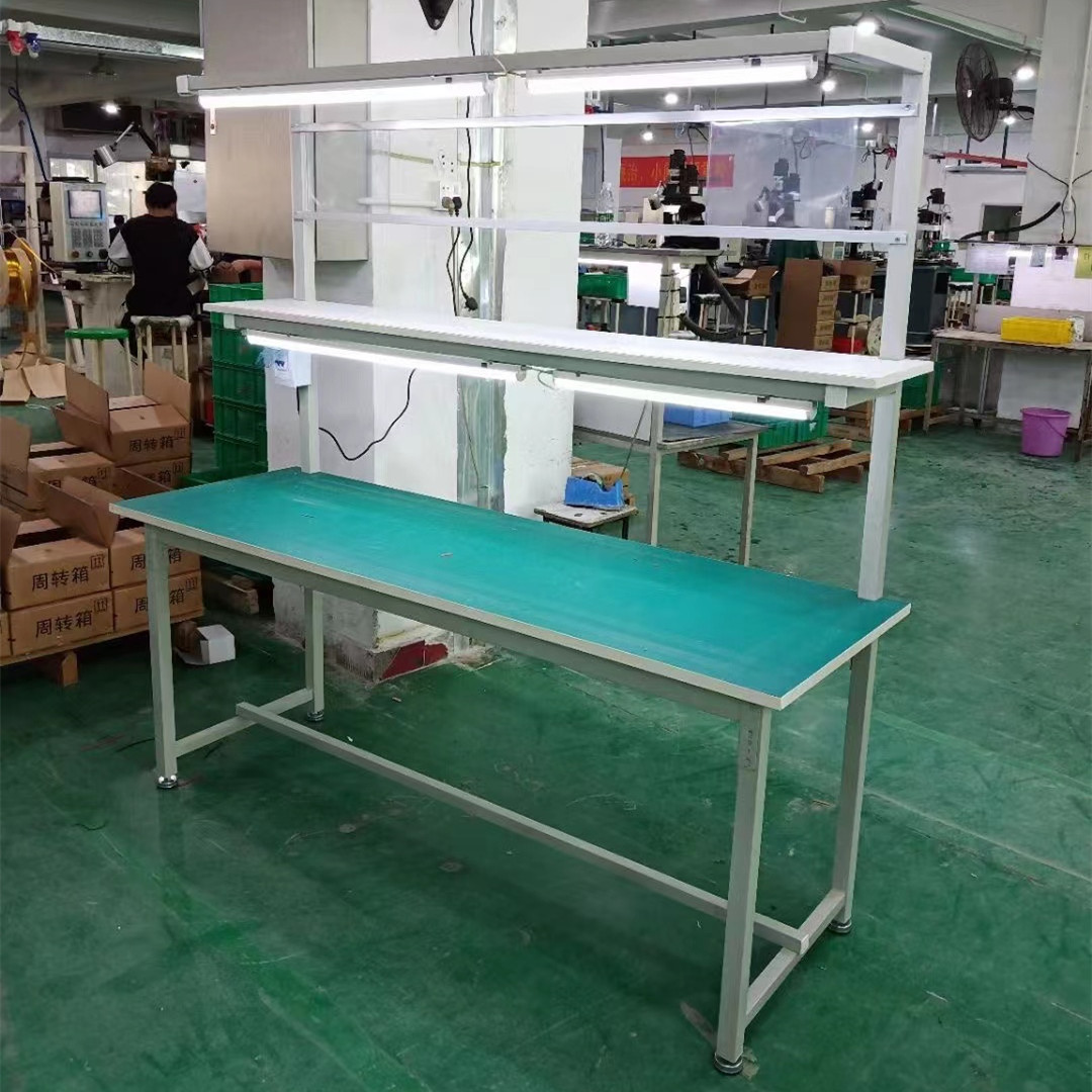 mesa de trabajo antiestático con lámpara línea de producción de montaje de línea de dibujo mesa de mantenimiento de taller de fábrica mesa de embalaje mesa de operación