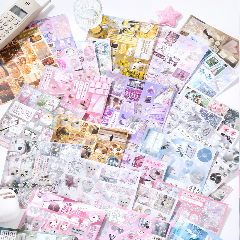 Película de corte Xinmo Libro de pegatinas antiguo Sueño japonés 30 hojas de material de cuenta manual no repetitivo Libro de pegatinas de estilo femenino