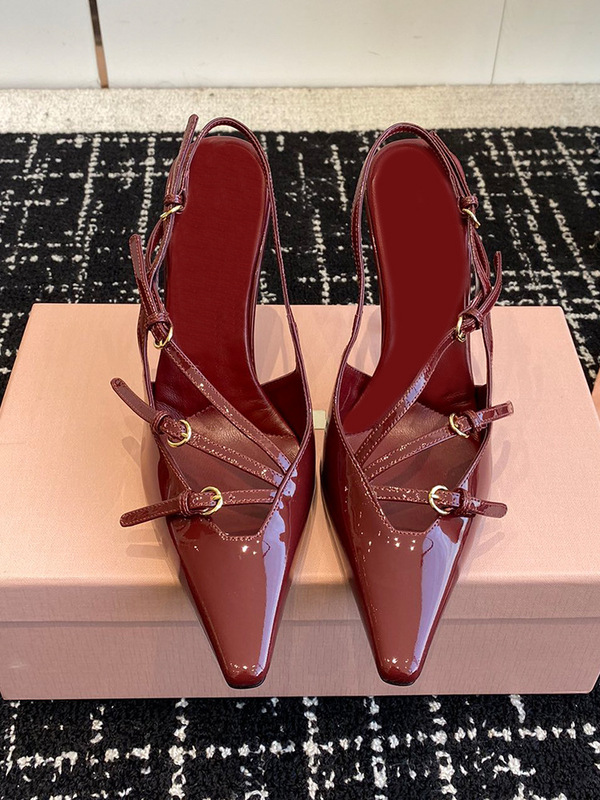 miu*の同スタイルブラックトゥトゥスティレットヒール多用途サンダル、女性用パテントレザーリボンバックストラップ付きスモールスクエアトゥハイヒール|undefined