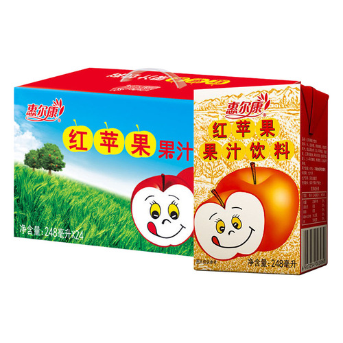 Welkang Red Apple Beverage Apple Juice Beverage Full Carton 80s Nostalgic Beverage 248ml*24 Boxes Fujian Beverage
