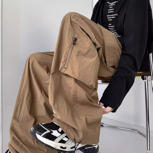 Men's Summer American-style Functional Cargo Pants: Straight-Leg, Wide-Leg, Ankle-Tied Design—Trendy, Edgy, and Street-Savvy—Available in Plus Sizes