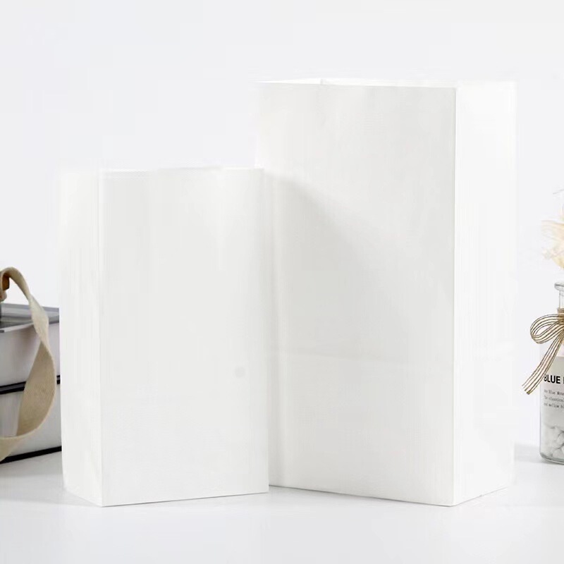 White Kraft Paper Bag, Kraft Paper Square Bottom Bag, Baking Bread Food Packaging Bag, Takeaway White Kraft Paper Shopping Bag