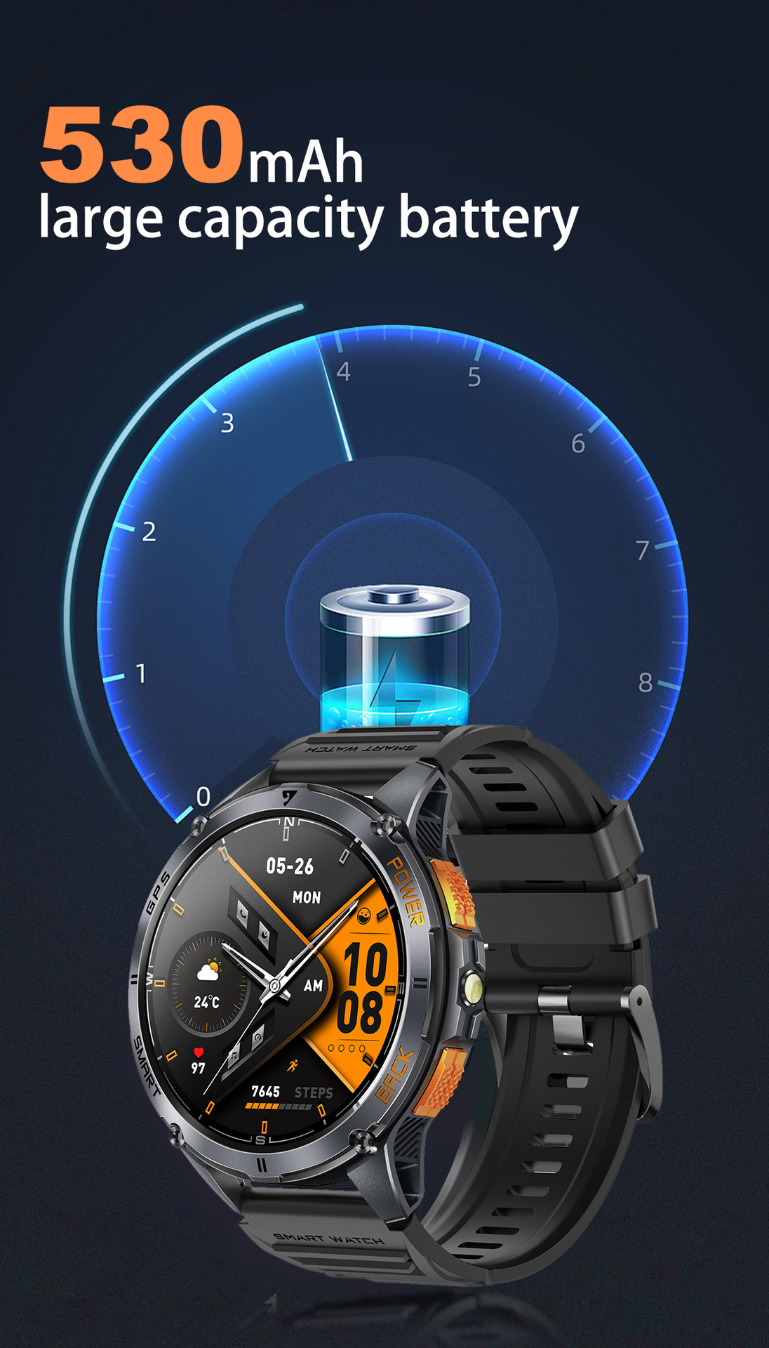 Smartwatch Mit Herzfrequenzmesser Gps Und Bluetooth-anruffunktion_voghion.com