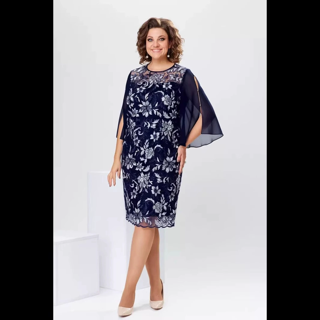 Кросс-бордерный экспорт европейских и американских новых летних платьев Amazon 2025 года, элегантных, с круглым вырезом и принтом