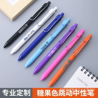 糖果色按动中性笔可印logo高颜值刷题笔办公签字笔广告促销礼品笔