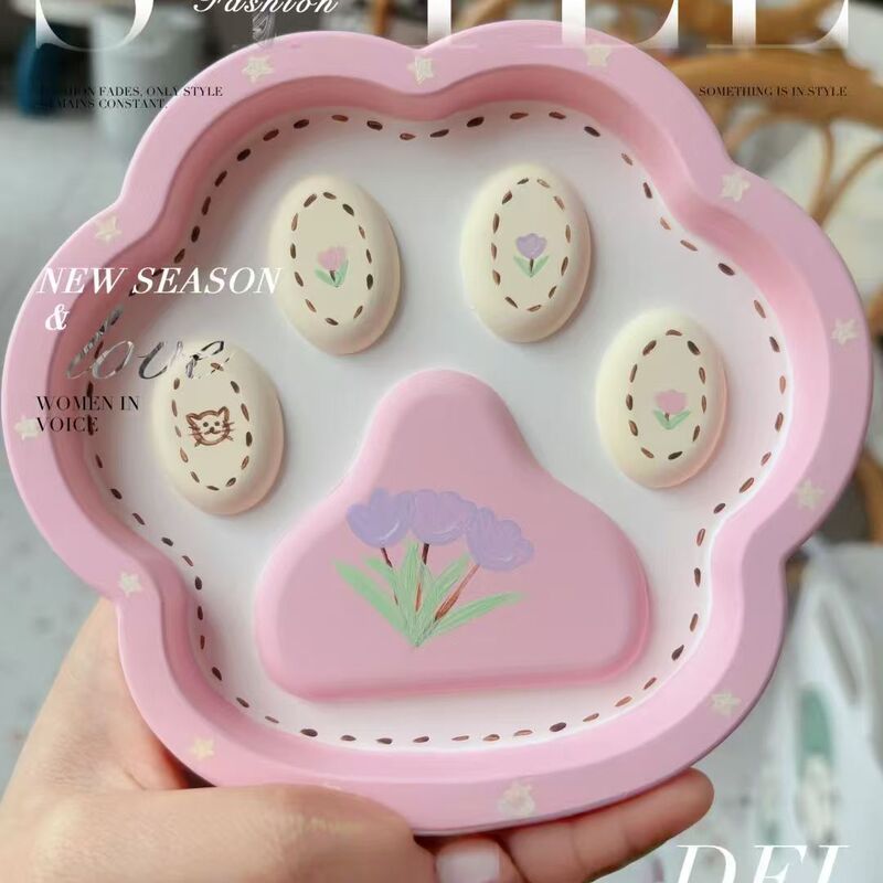 Cat Claw Storage Plate Ashtray Aromatherapy Plaster Doll Painted Coloring Graffiti Kidsren's Handmade DIY Stall