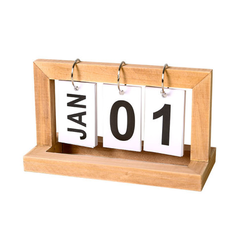 Wooden flip calendar simple home study dormitory desktop desk calendar perpetual calendar photo props decoration ornaments