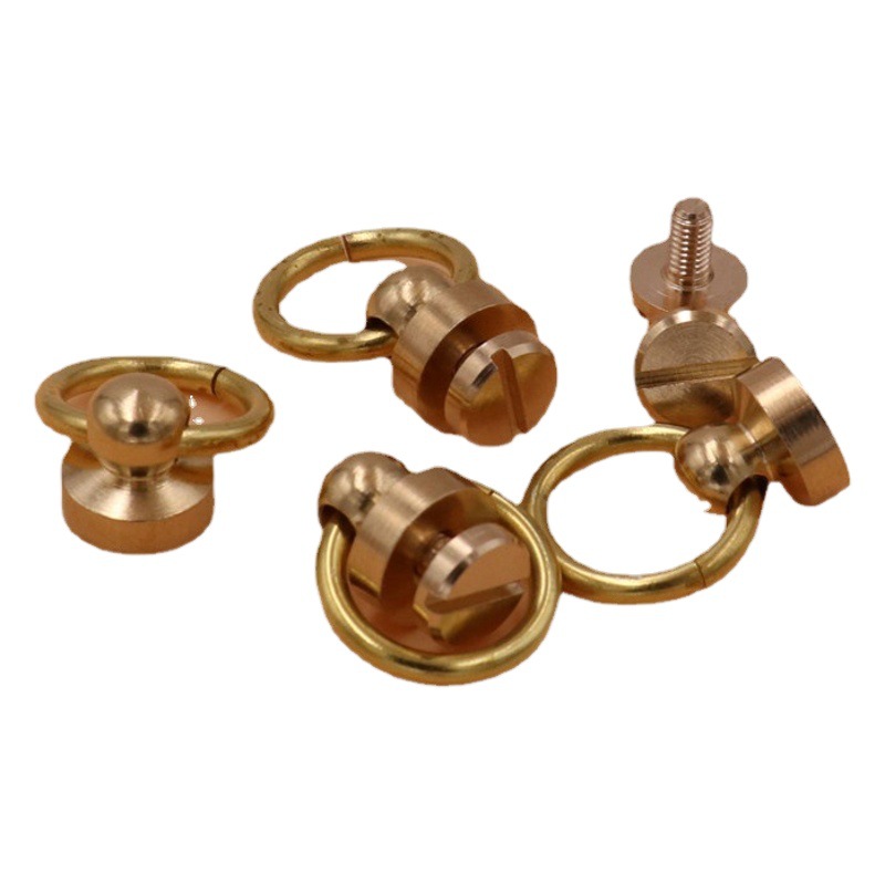 Brass monk head with ring pacifier nail DIY handmade leather luggage hardware accessories pure copper handle monk head