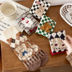 Socks Girl Knee-High Japanese Cute Ins Trendy Versatile Student Checkered Socks