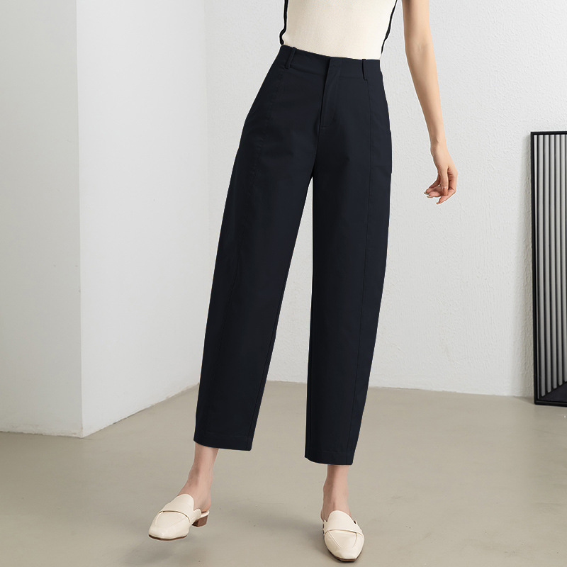 Quần culottes nữ ống rộng cạp cao chất Tencel cotton dáng chuối — Màu xanh tím than