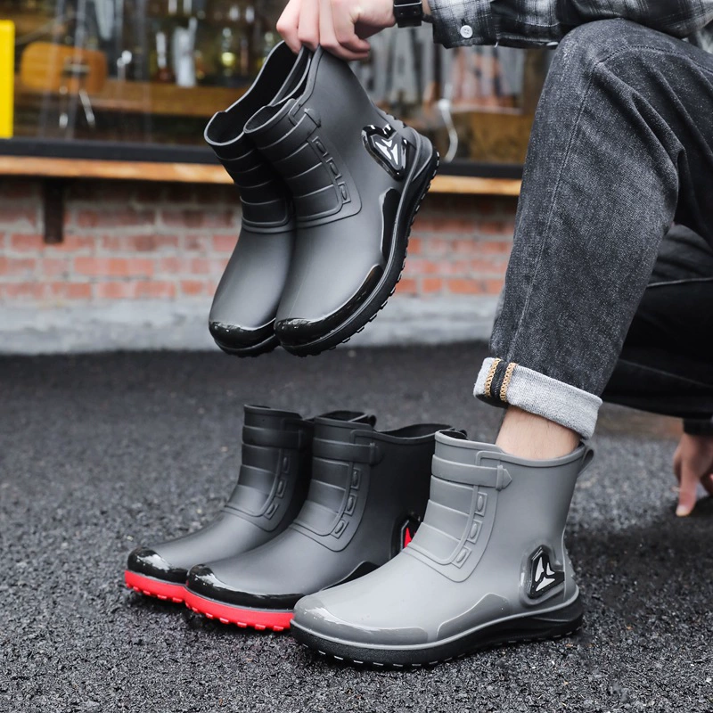 Дождевые сапоги мужские модные короткие водонепроницаемые рукав дождевые сапоги нескользящие и износостойкие резиновые туфли на открытом воздухе рыболовные туфли для мойки автомобилей обувь