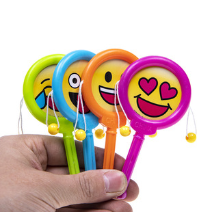 Cartoon Cute Shape Smiley Face Rattle Drum Baby Small Rattle Drum Smiley Face Rattle Expression Rattle Drum Children's Toy