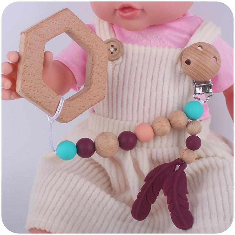 Suministros para bebés clip de chupete de haya chupete de silicona para bebé cadena anti-caída Amazon AliExpress nuevo