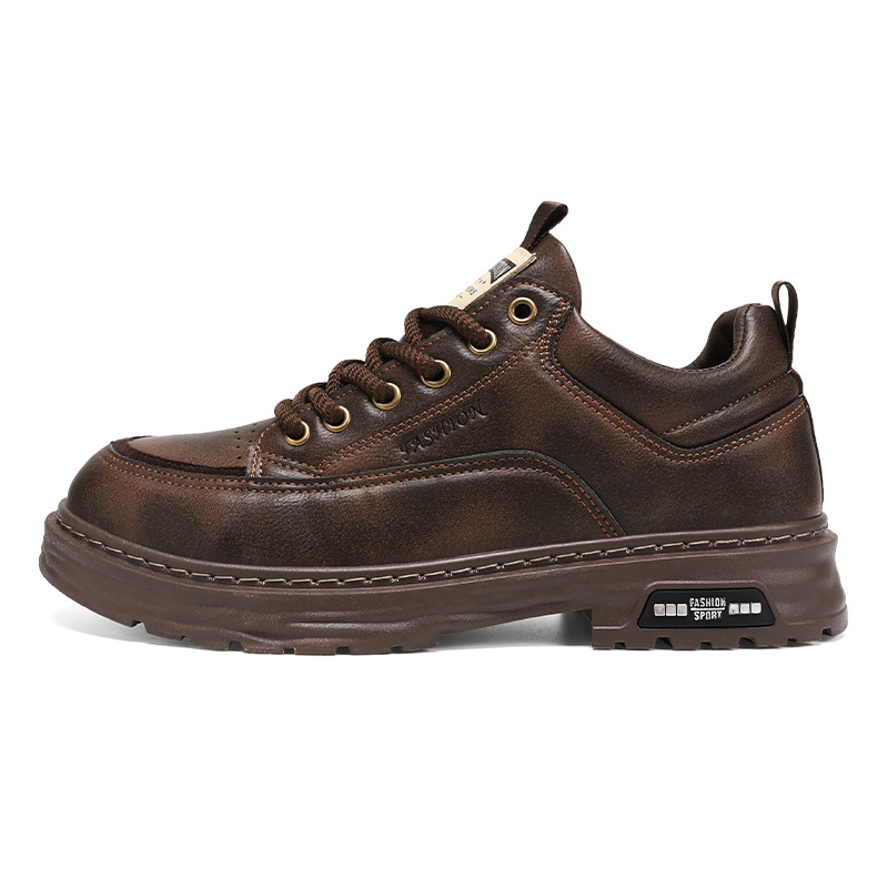 Zapatos de hombre 2024 nuevos zapatos de skate de otoño zapatos de cuero casuales de hombre moda zapatos deportivos anti-deslizantes zapatos de trabajo resistentes al desgaste