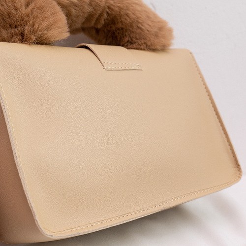 Plush handbag  Korean version personalized women's hand bag small square bag chain bag shoulder bag mini women's bag
