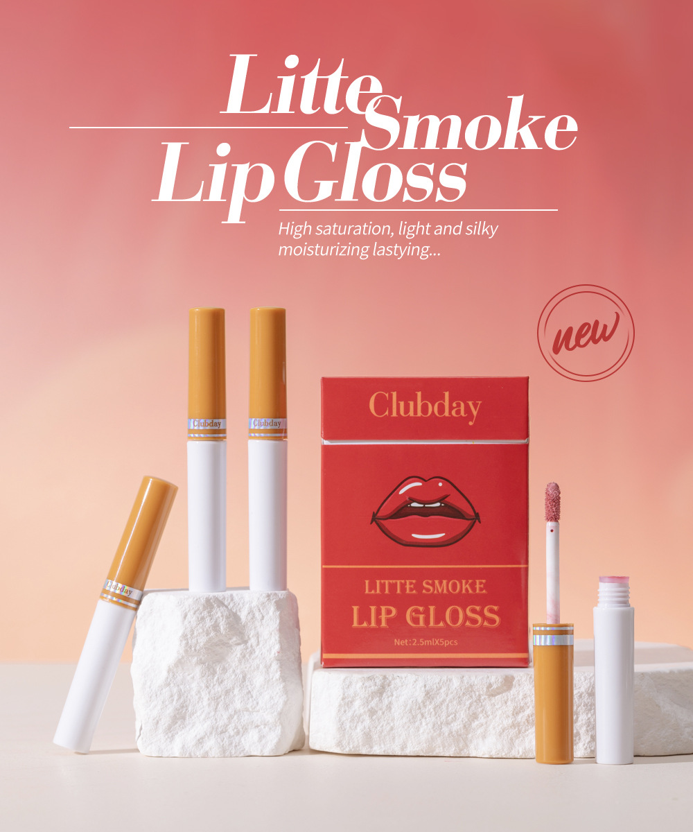 Clubday cross-border matte 5-pack cigarette lip gloss Long-lasting velvet moisturizing cigarette box lipstick bestseller Specification drawing