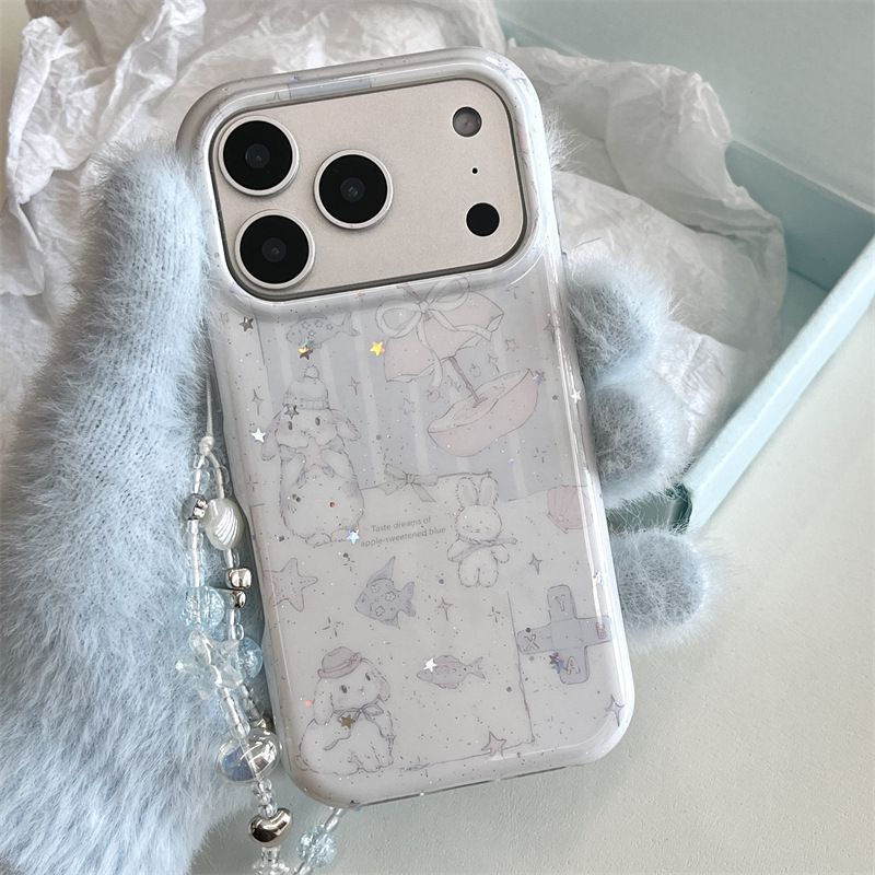Healing Soft Cute Rabbit Fish Illustration Suitable for Iphone17Promax Apple 16 Mobile Phone Case 15 Double Layer 14 Healing Soft Cute Rabbit Fish Illustration Suitable for Iphone17Promax Apple 16 Mobile Phone Case 15 Double Layer 14