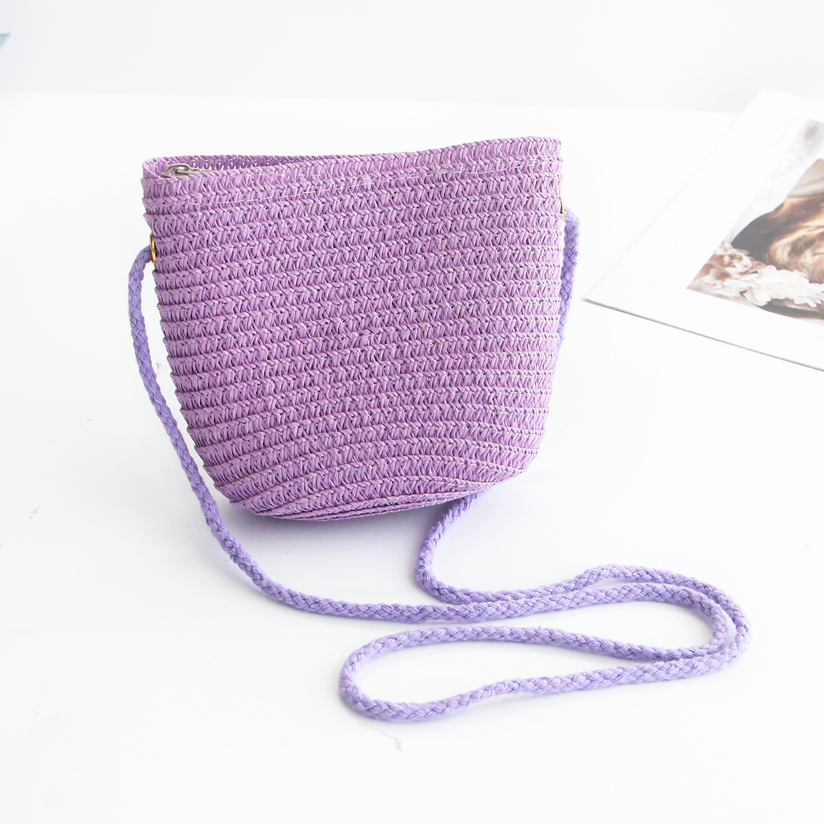 Bolso de hombro de los niños bolsa de paja de los niños pequeña cartera lindo todo partido bolsa de paja pequeña chica fresca accesorios bolsa