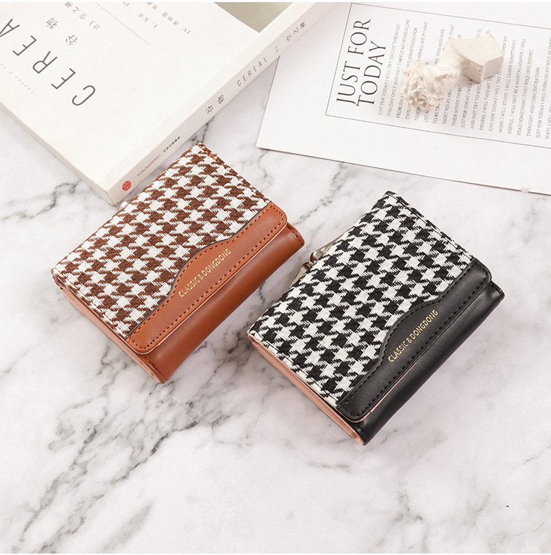 Women's Houndstooth Pu Leather Buckle Wallets display picture 10