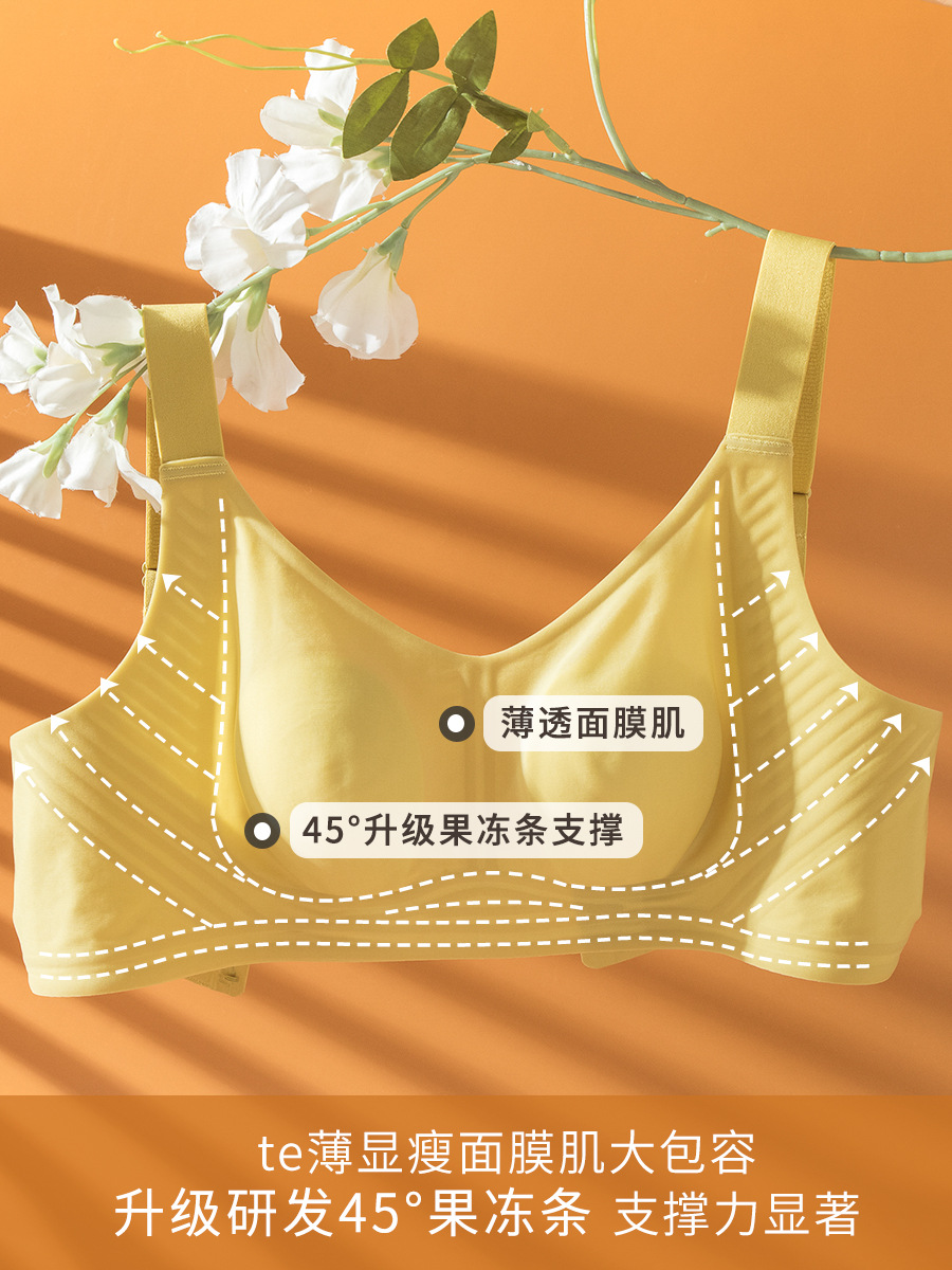 5549 tira de jalea sin costuras soporte suave inalámbrico más tamaño ajustable cepillado ropa interior térmica sujetador ultrafino de las mujeres