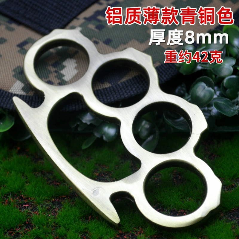 Four-Finger Knuckle Duster Self-Defense Ring, Thickened Iron/Aluminum, Paracord 55–70 cm