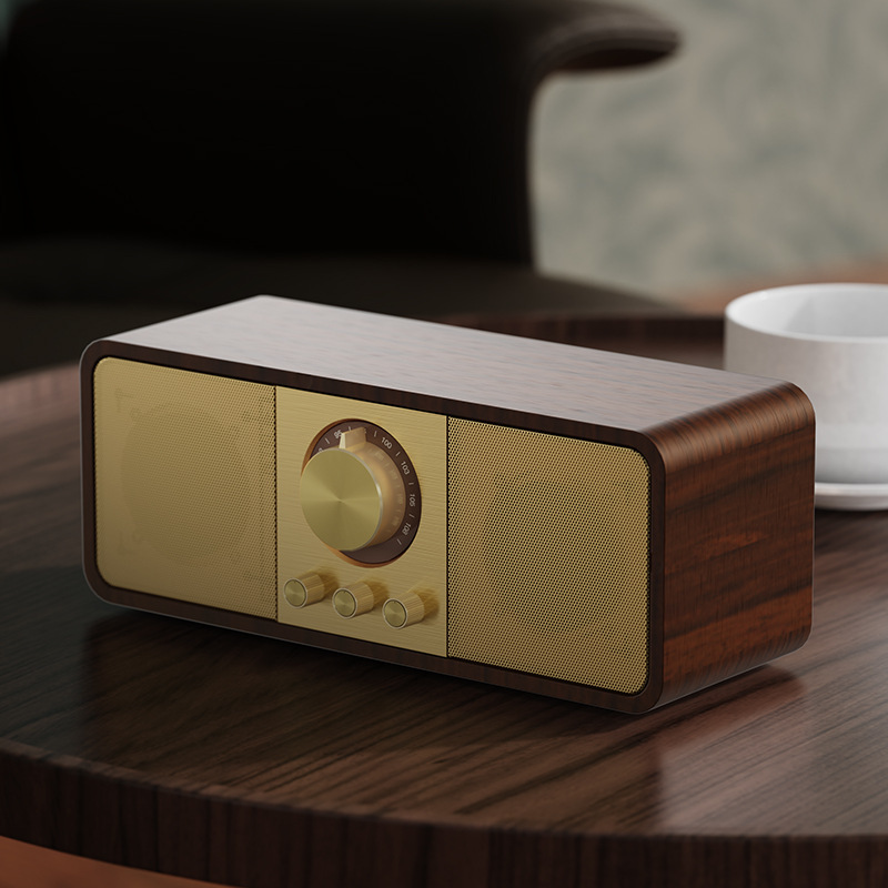 工場jy82レトロbluetoothスピーカーデスクトップダブルラッパfmレトロラジオ無線オーディオカード木製スピーカー|undefined