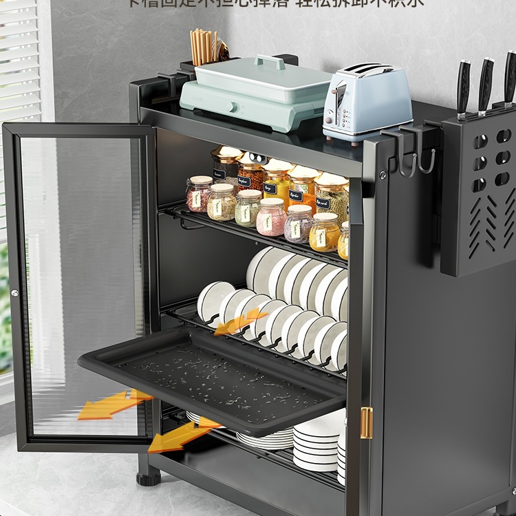 Estante de almacenamiento de platos de cocina caja de almacenamiento de encimera para platos y palillos domésticos estante de almacenamiento de artículos armario de drenaje multifuncional