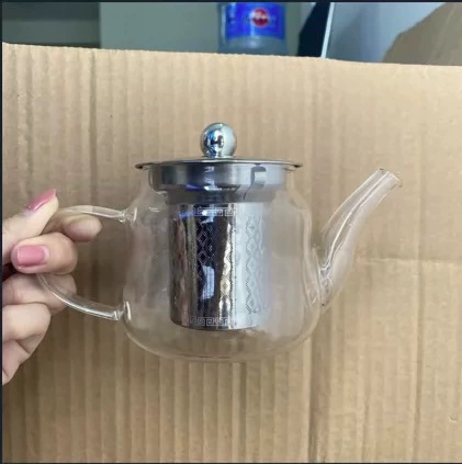 Glass teapot for home use, transparent tea set, increased thickness