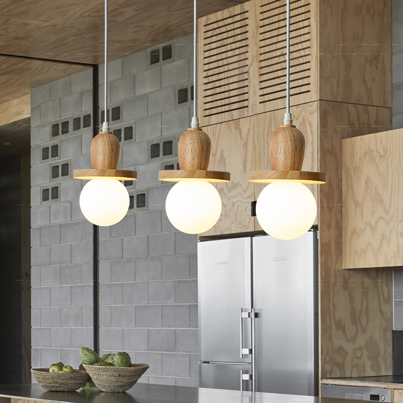 Lámpara de Techo Pequeña de Alta Gama, Estilo Madera Natural, Creativa, de una Sola Cabeza, para Barra, Pasillo, Entrada, Dormitorio, Mesita de Noche