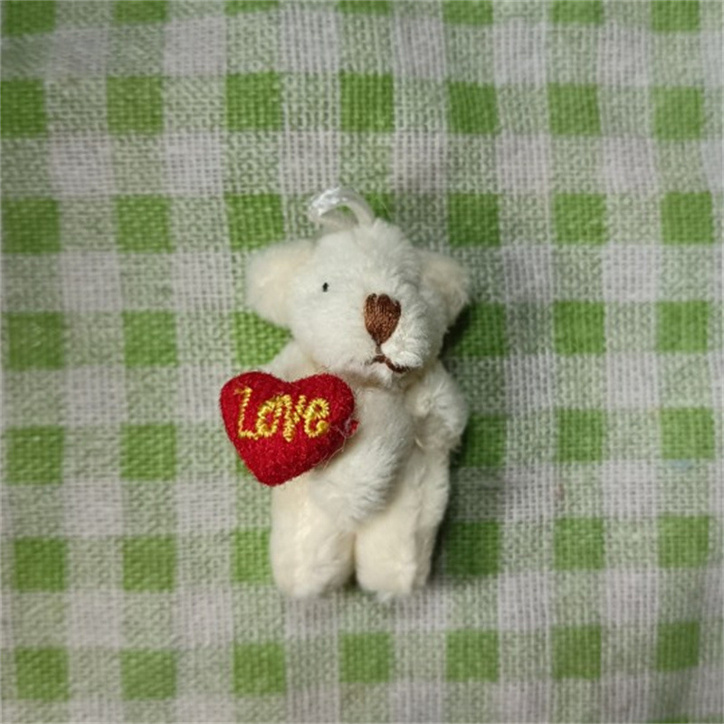 4.5cm 레드 하트 베이지 롱헤어 베어