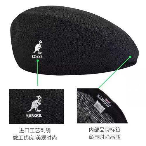 Kangol black kangaroo beanie for men and women, summer thin model, trendy for girls, Instagram retro, reversible hat